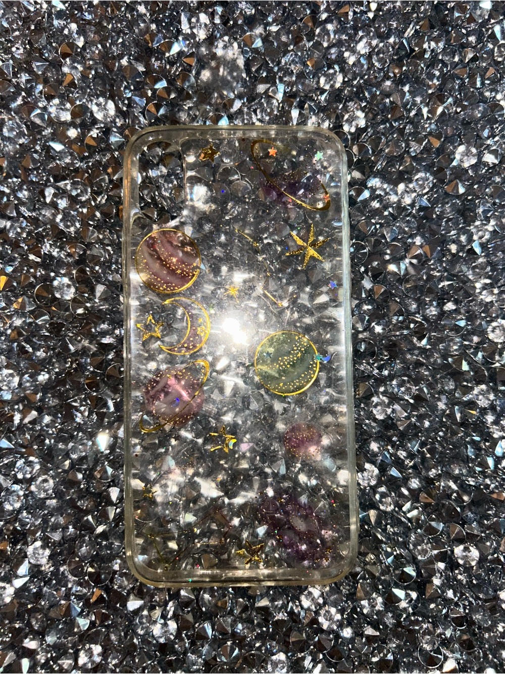 Clear Planet & Star Phone Case - Gold Accents (No Brand)